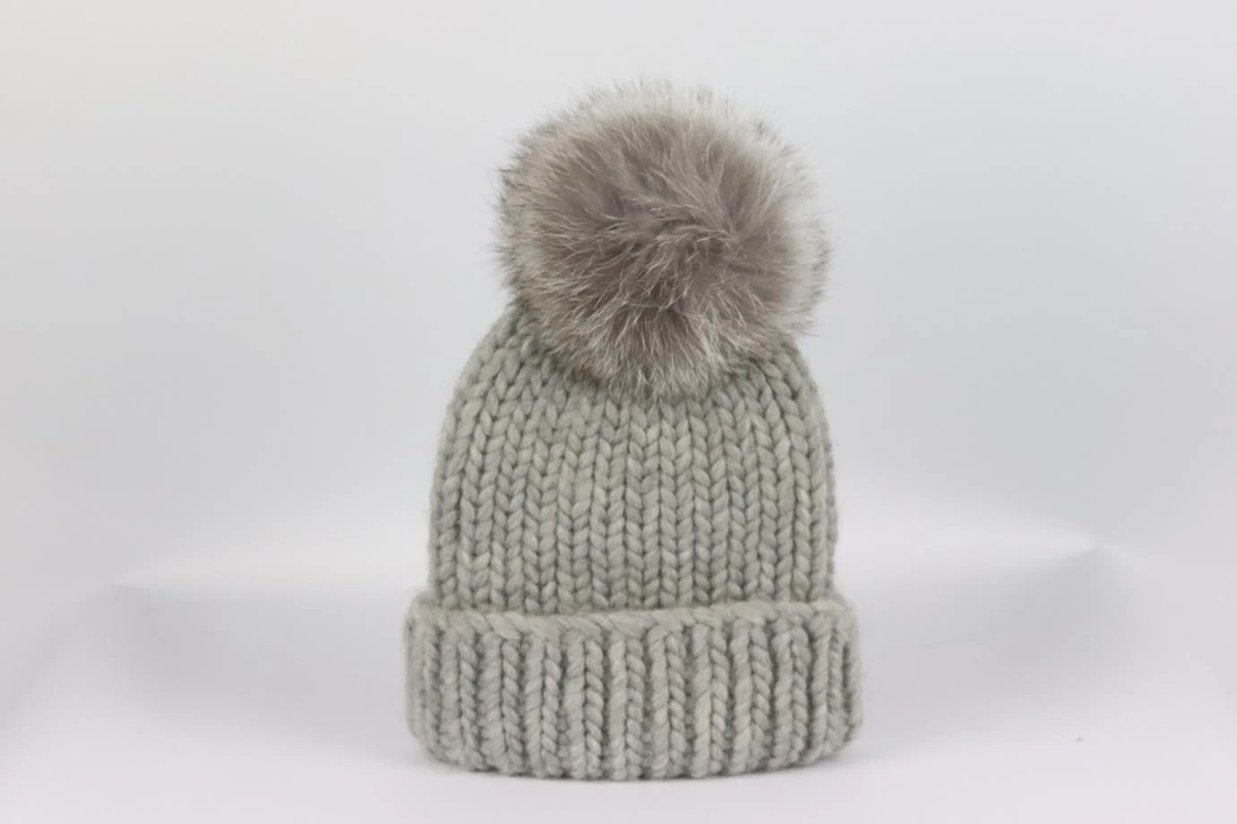 EUGENIA KIM FOX FUR TRIMMED RIBBED WOOL BLEND BEANIE ONE SIZE - Image 2
