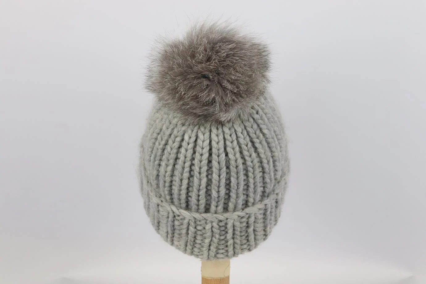 EUGENIA KIM FOX FUR TRIMMED RIBBED WOOL BLEND BEANIE ONE SIZE - Image 4