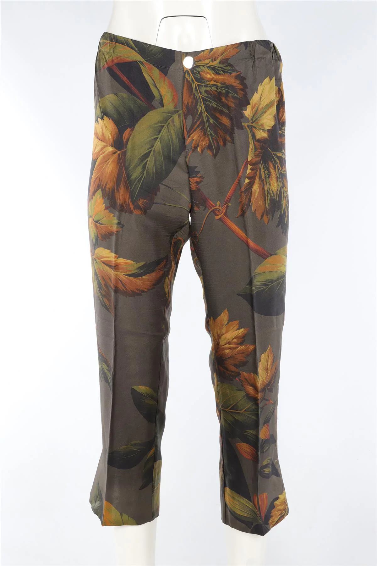 F.R.S FOR RESTLESS SLEEPERS GREEN SILK STRAIGHT LEG PANTS SMALL - Image 2