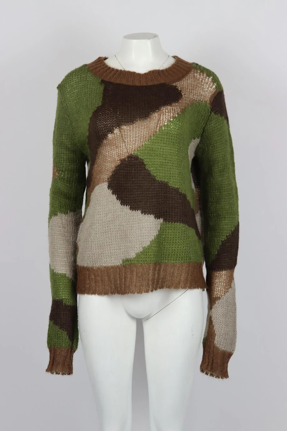FAITH CONNEXION CAMOUFLAGE INTARSIA MOHAIR BLEND SWEATER SMALL - Image 2