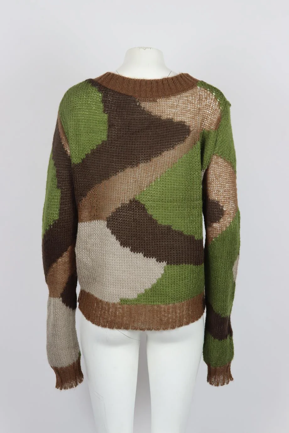 FAITH CONNEXION CAMOUFLAGE INTARSIA MOHAIR BLEND SWEATER SMALL - Image 4