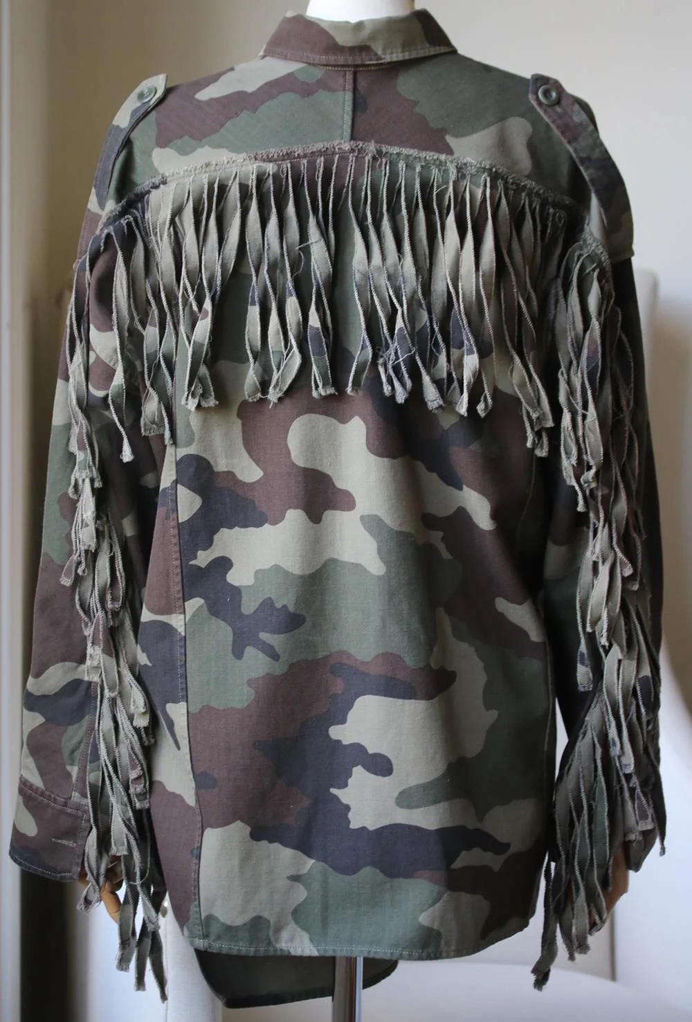 FAITH CONNEXION FRINGED CAMOUFLAGE SHIRT SMALL - Image 4