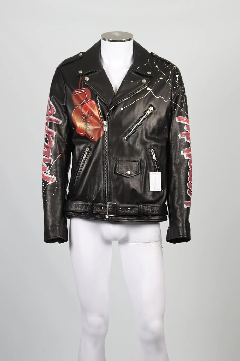 FAITH CONNEXION MEN'S LEATHER BIKER JACKET IT 52 UK/US 42 FR 52 - Image 2