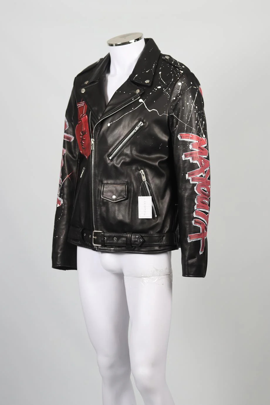 FAITH CONNEXION MEN'S LEATHER BIKER JACKET IT 52 UK/US 42 FR 52 - Image 3