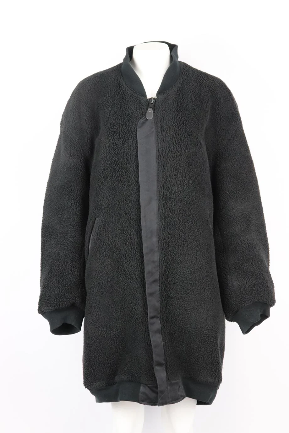 FAITH CONNEXION OVERSIZED REVERSIBLE FAUX SHEARLING AND SATIN COAT XSMALL - Image 5
