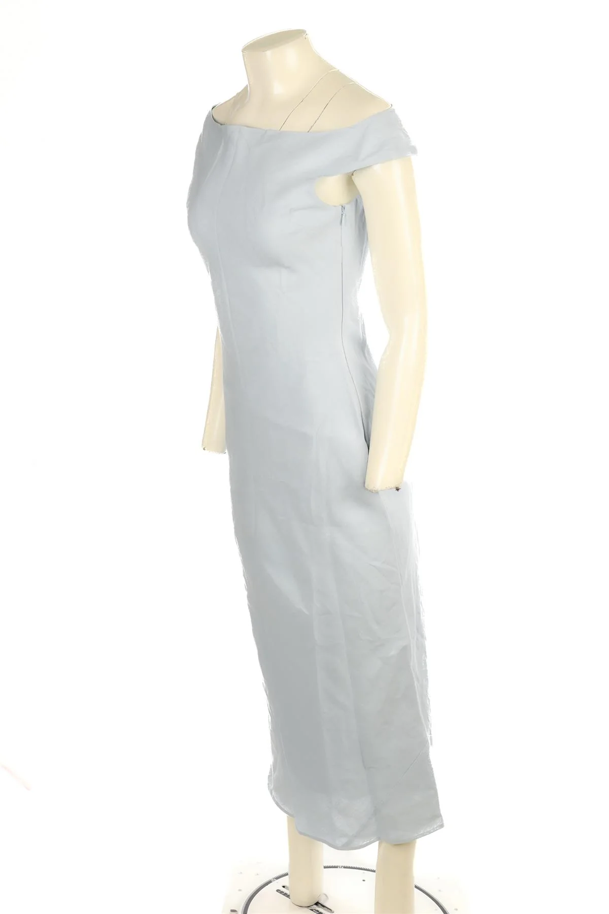 FAITHFULL BLUE LINEN MAXI DRESS AU 8 UK 8 - Image 3