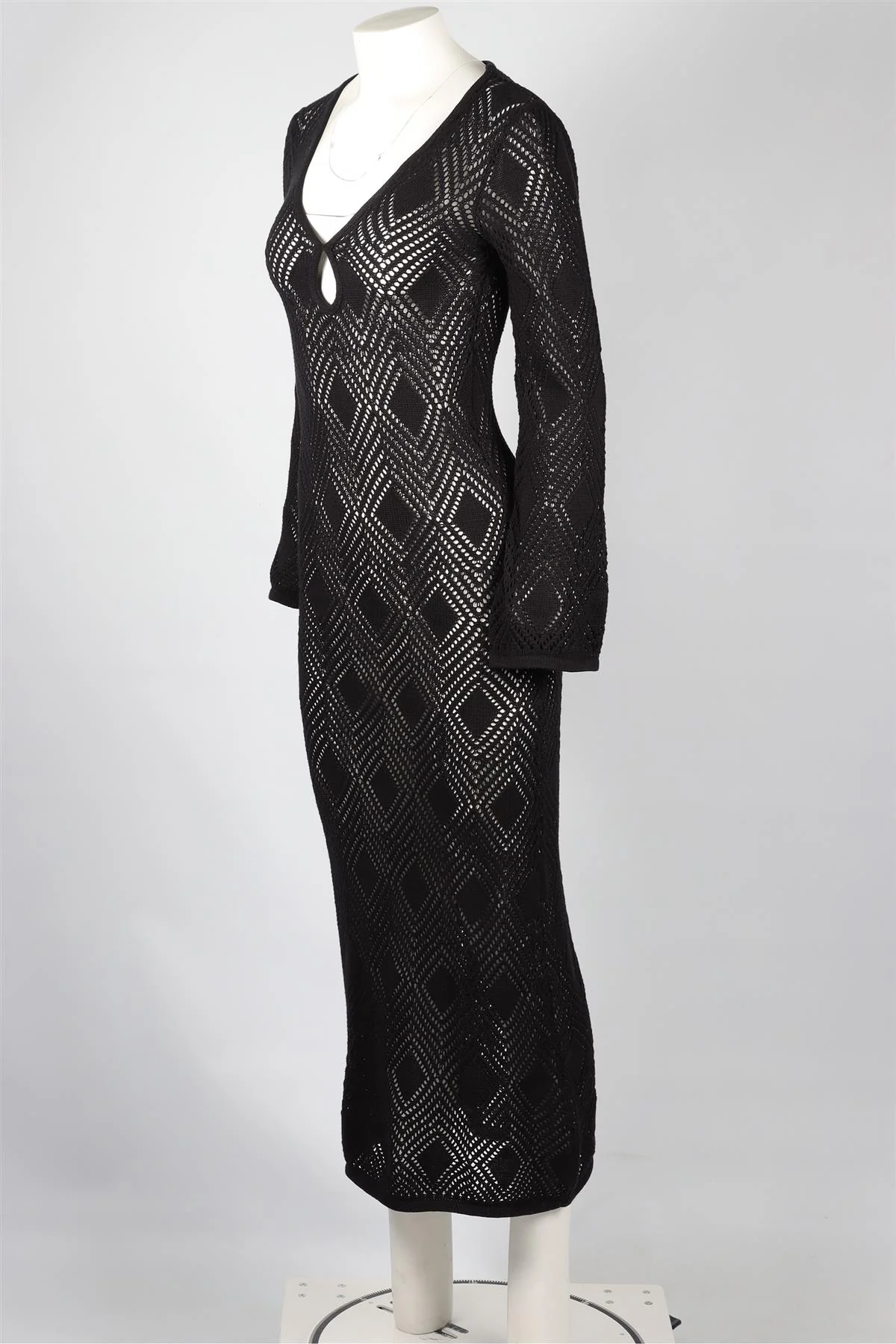FAITHFULL THE BRAND BLACK KNIT MAXI DRESS US 4 UK 8 - Image 3