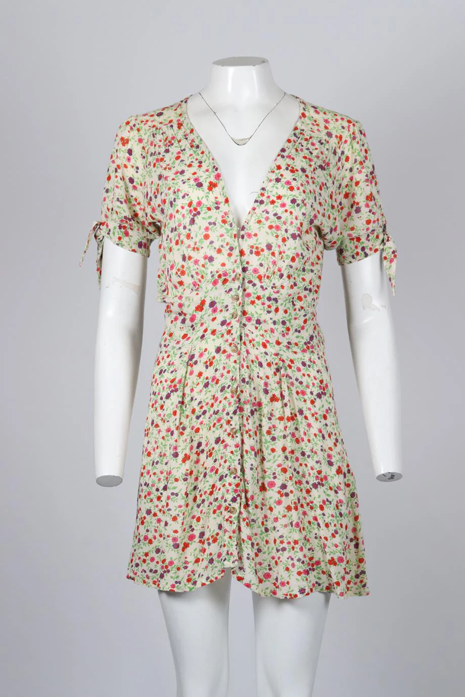 FAITHFULL THE BRAND FLORAL PRINT CREPE MINI DRESS MEDIUM - Image 2