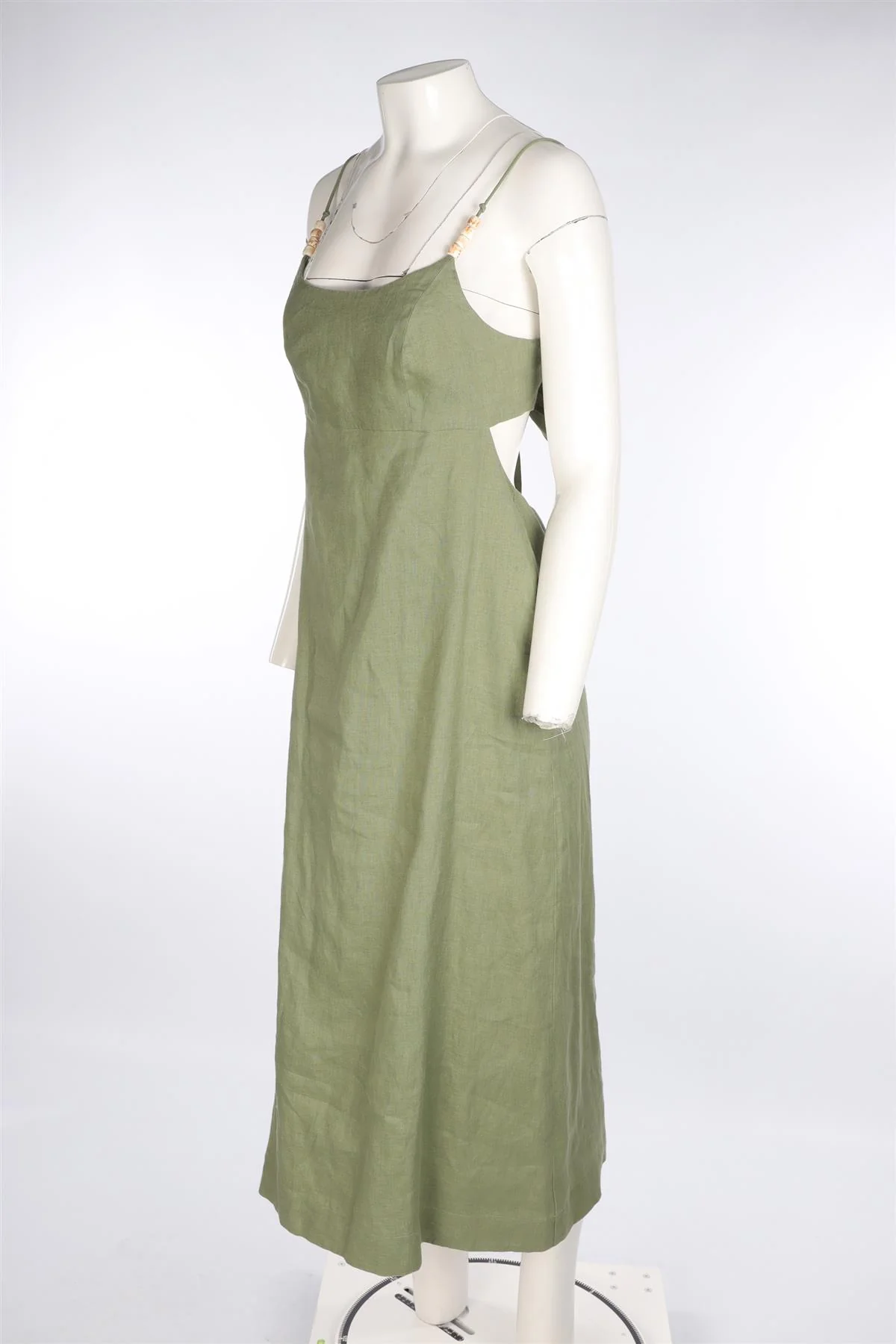 FAITHFULL THE BRAND GREEN LINEN MAXI DRESS LARGE - Image 3