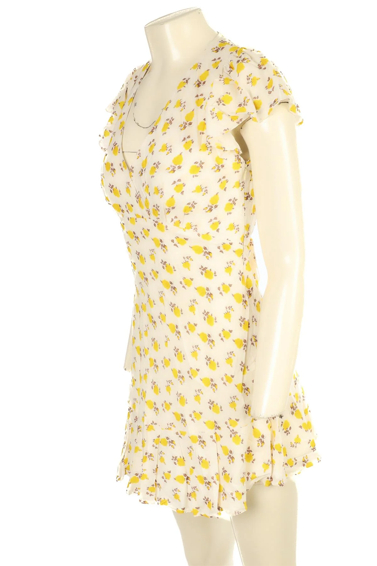 FAITHFULL YELLOW SATIN MINI DRESS AU 8 UK 8 - Image 3