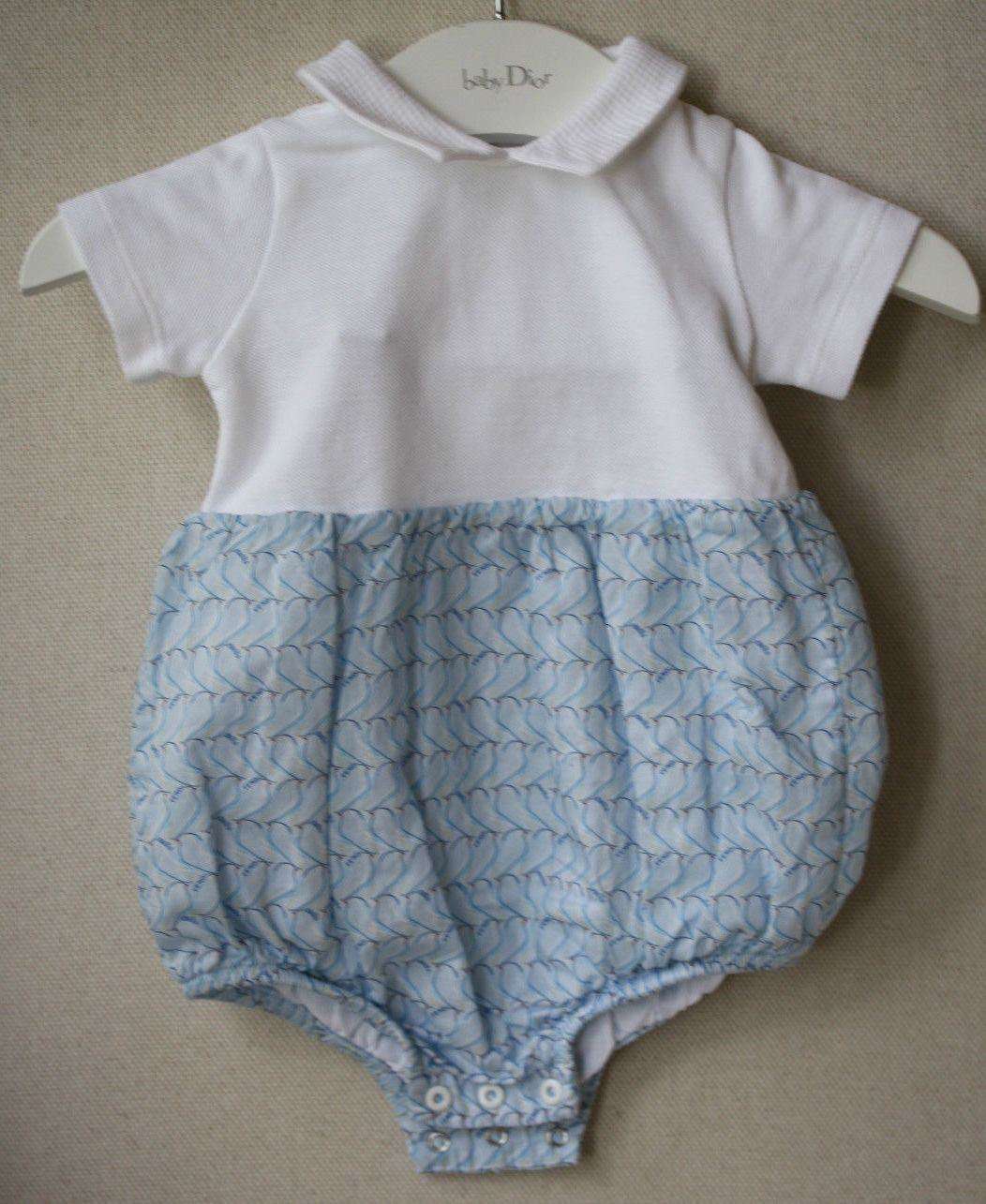 FENDI BABY BLUE BIRD BUBBLE SHORTIE ROMPER 1 MONTH - Image 3