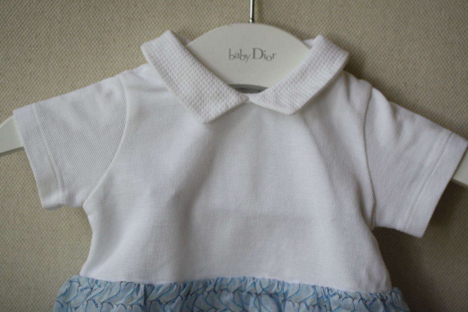 FENDI BABY BLUE BIRD BUBBLE SHORTIE ROMPER 1 MONTH - Image 6