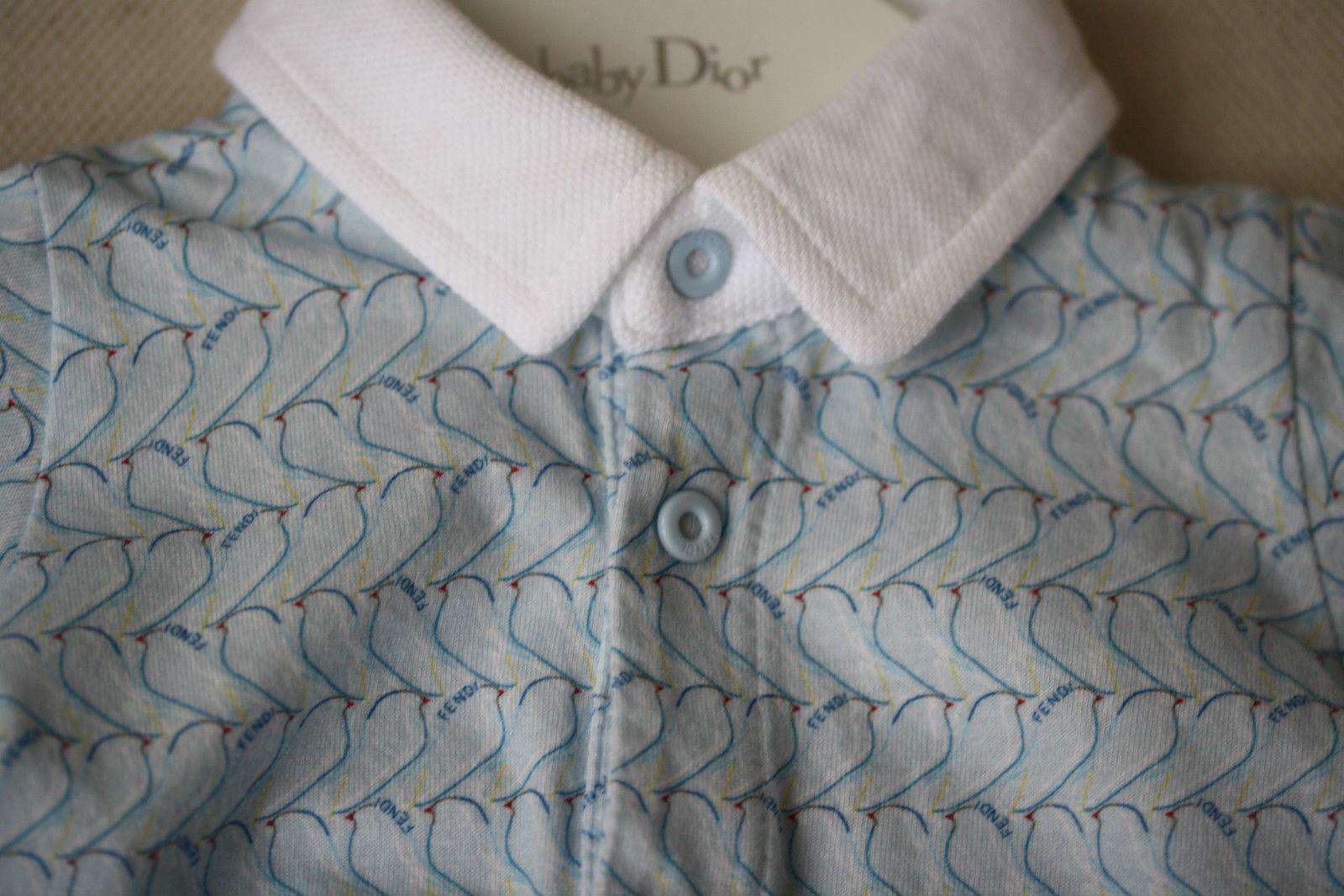 FENDI BABY BLUE COTTON BIRD BABYGROW 1 MONTH - Image 4