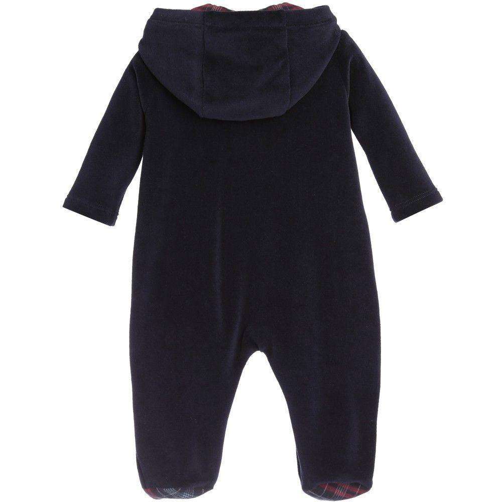 FENDI BABY BLUE NAVY VELOUR FF LOGO BABYGROW 9 MONTHS - Image 5