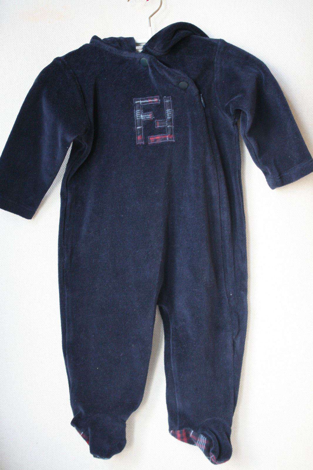 FENDI BABY BLUE NAVY VELOUR FF LOGO BABYGROW 9 MONTHS - Image 6