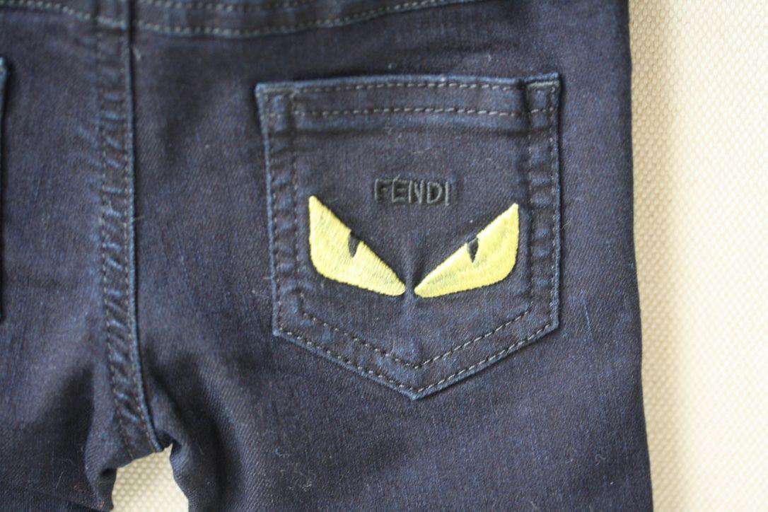 FENDI BABY DARK BLUE MONSTER JEANS 6 MONTHS - Image 2