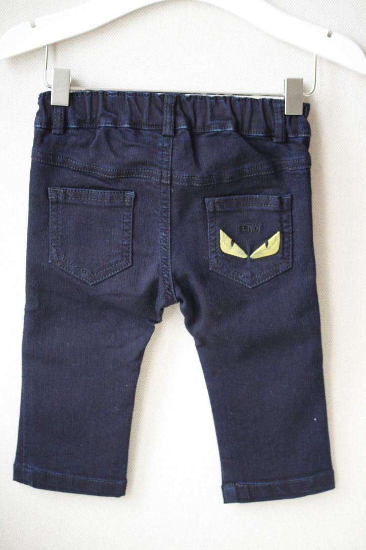 FENDI BABY DARK BLUE MONSTER JEANS 6 MONTHS - Image 4