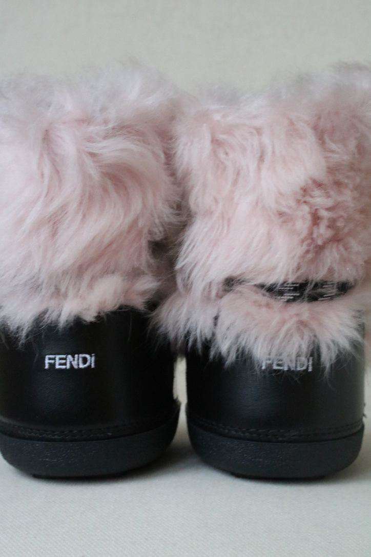 FENDI BABY KIDS BLACK SHEEPSKIN SNOW BOOTS EU 23-25 UK 6-8 - Image 3