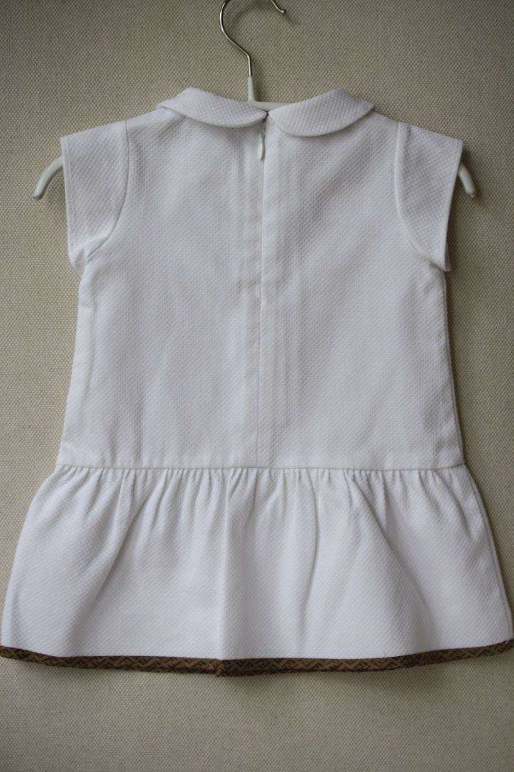 FENDI BABY WHITE ZUCCA TRIM COTTON DRESS 3 MONTHS - Image 4