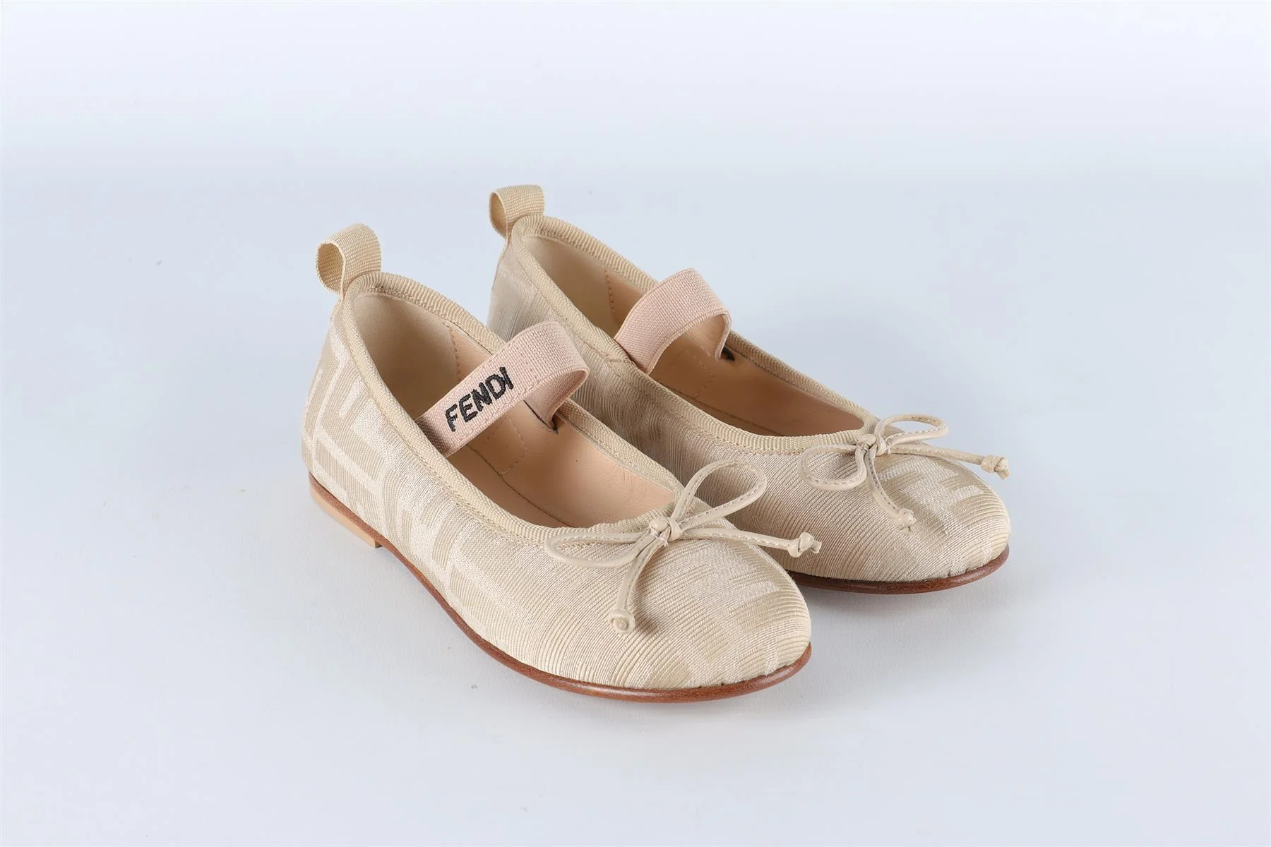 FENDI BEIGE KIDS GIRLS BALLET FLATS EU 28 UK 10 US 11 - Image 2