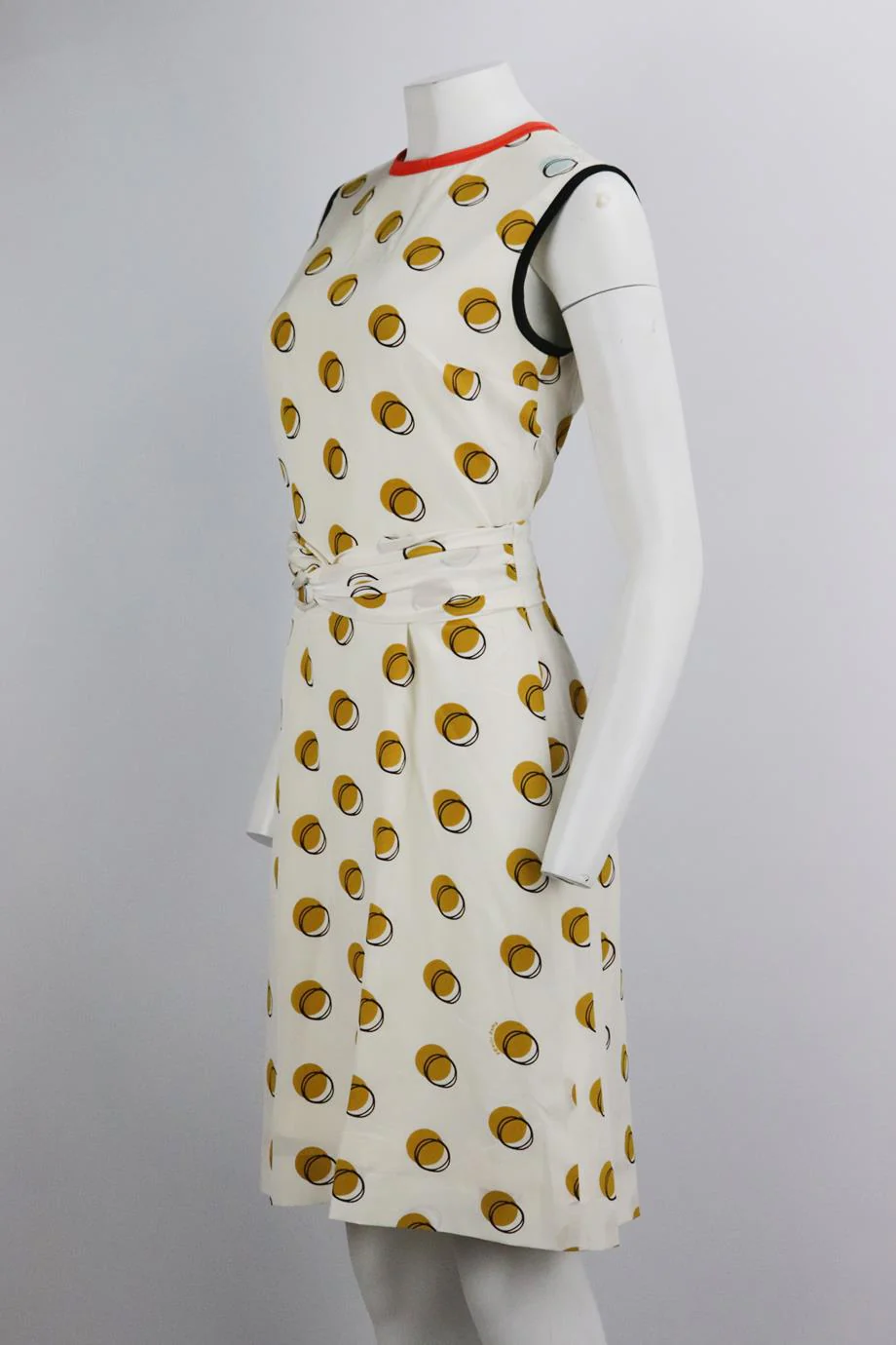 FENDI BELTED PRINTED SILK DRESS IT 40 UK 8 - Image 3