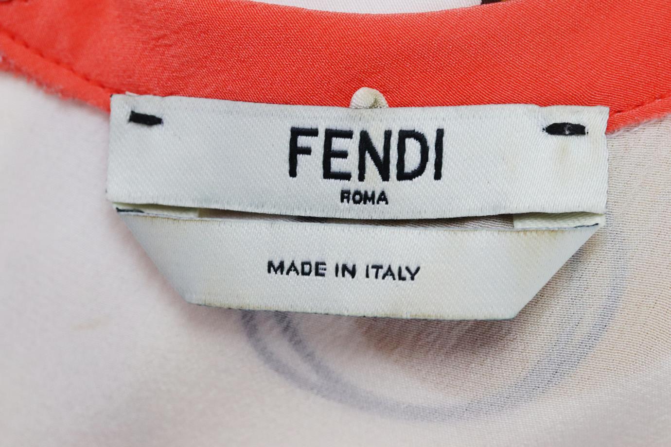 FENDI BELTED PRINTED SILK DRESS IT 40 UK 8 - Image 5