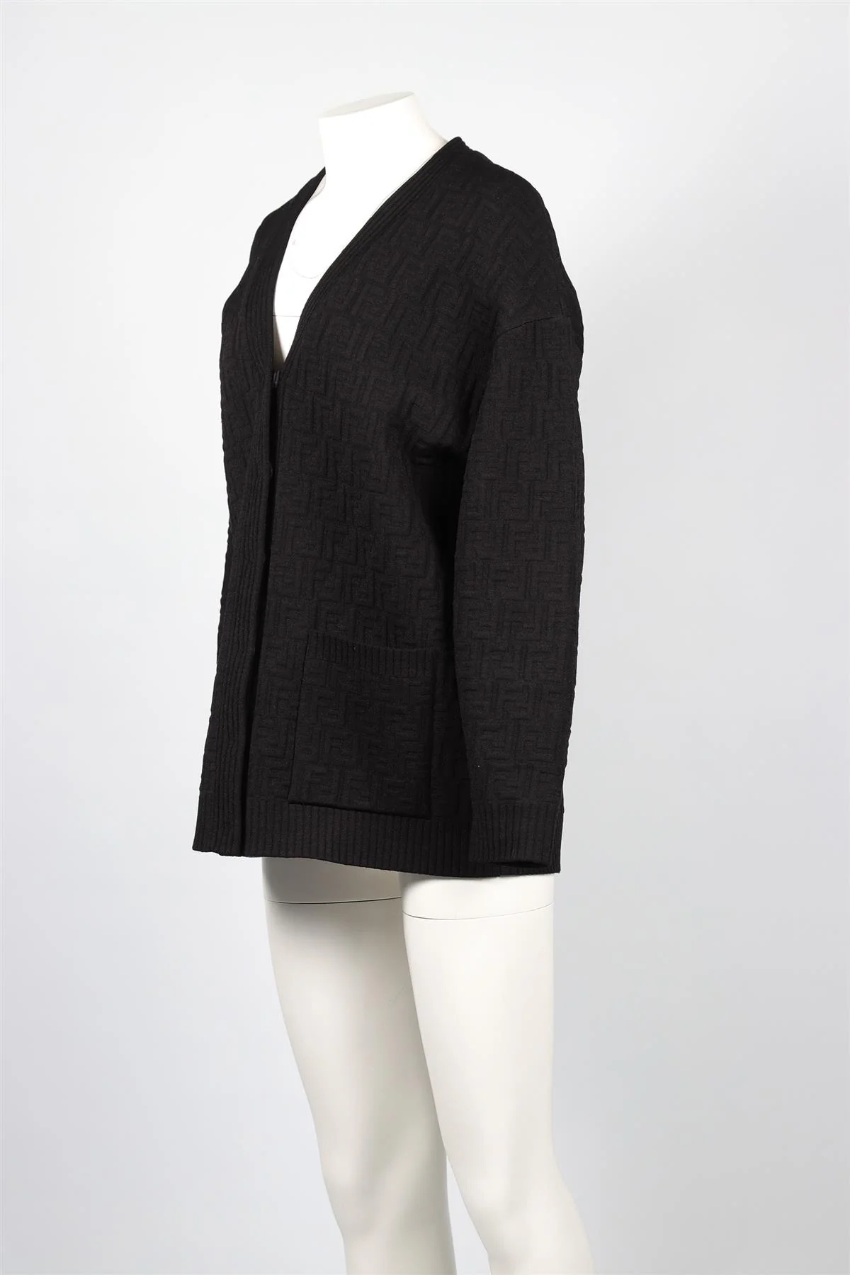 FENDI BLACK FF KNIT CARDIGAN IT 40 UK 8 - Image 3