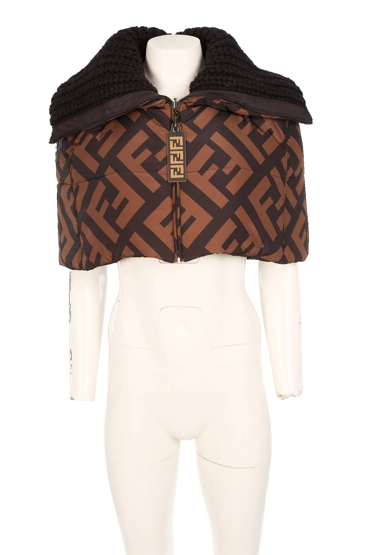 FENDI BLACK FF PADDED SHELL CAPE IT 42 UK 10 - Image 2
