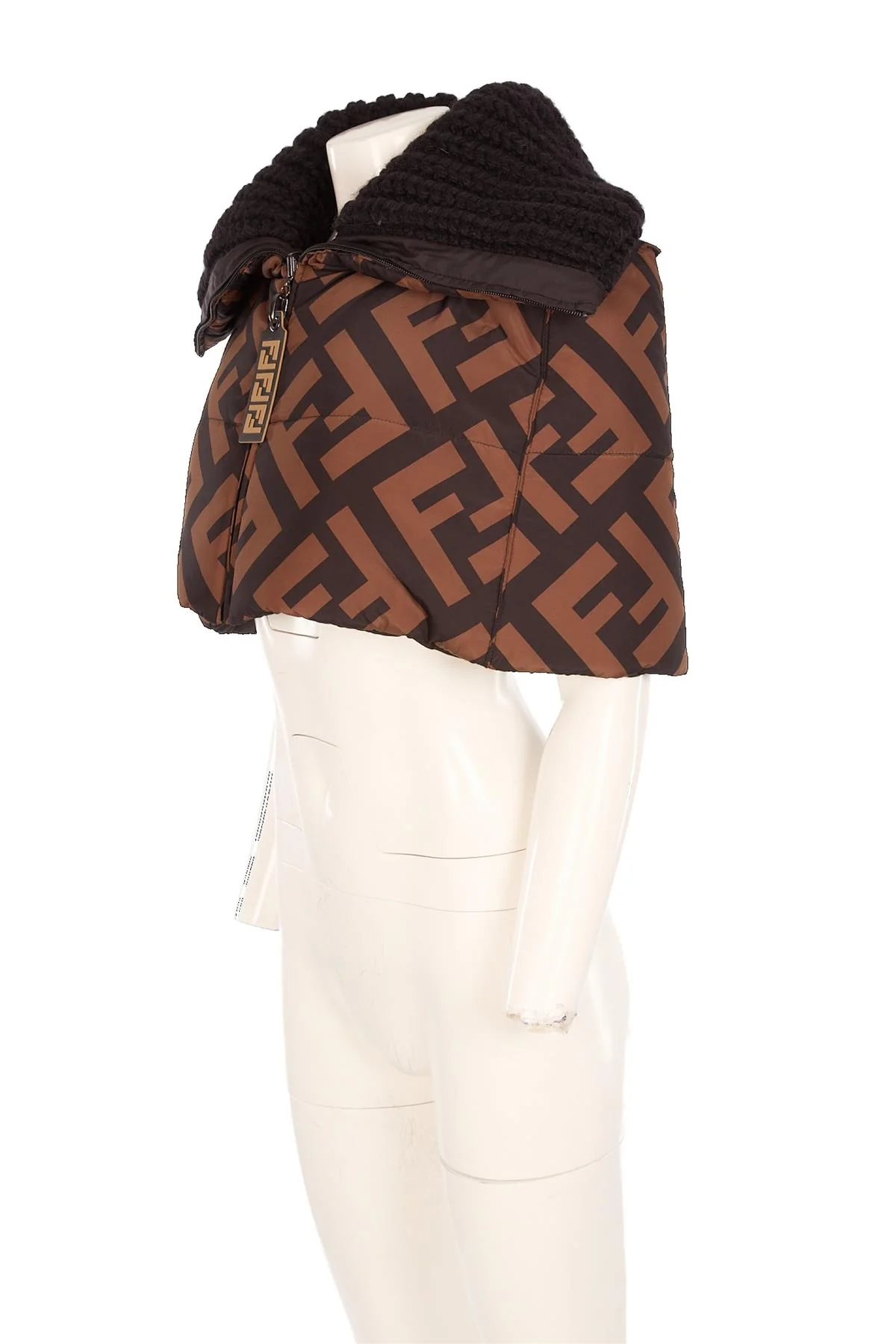 FENDI BLACK FF PADDED SHELL CAPE IT 42 UK 10 - Image 3