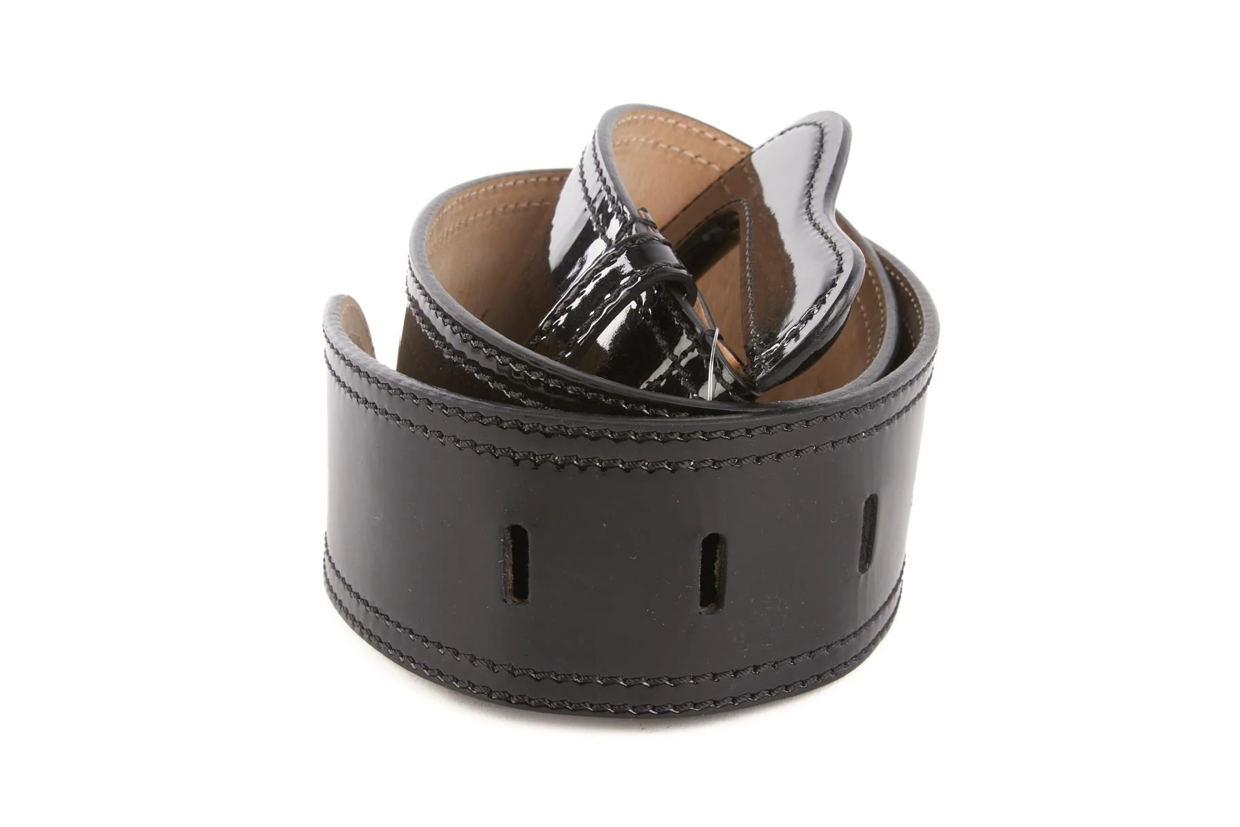 FENDI BLACK PATENT LEATHER WAIST BELT 75CM - Image 6