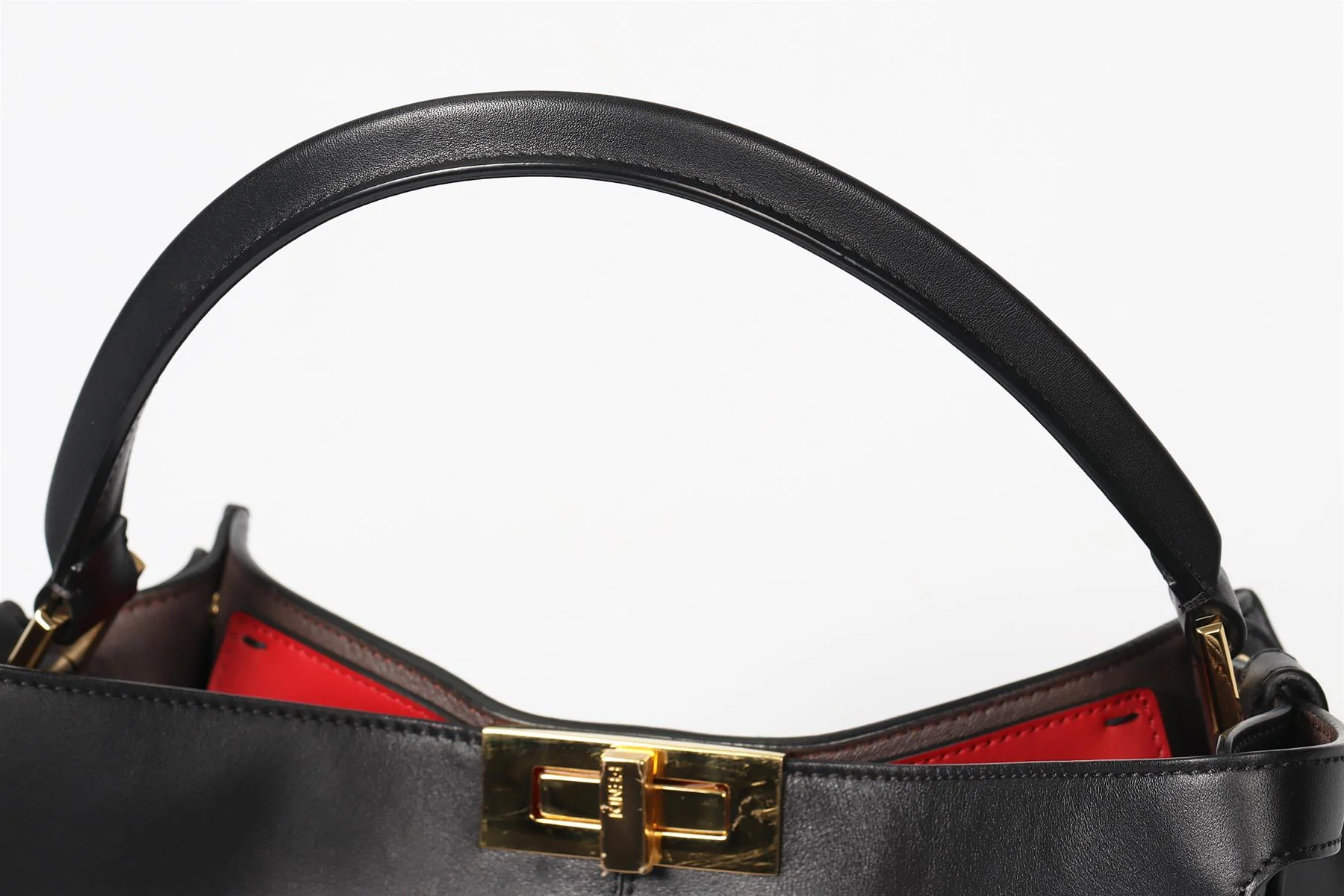 FENDI BLACK PEEKABOO X-LITE LEATHER TOTE BAG - Image 7