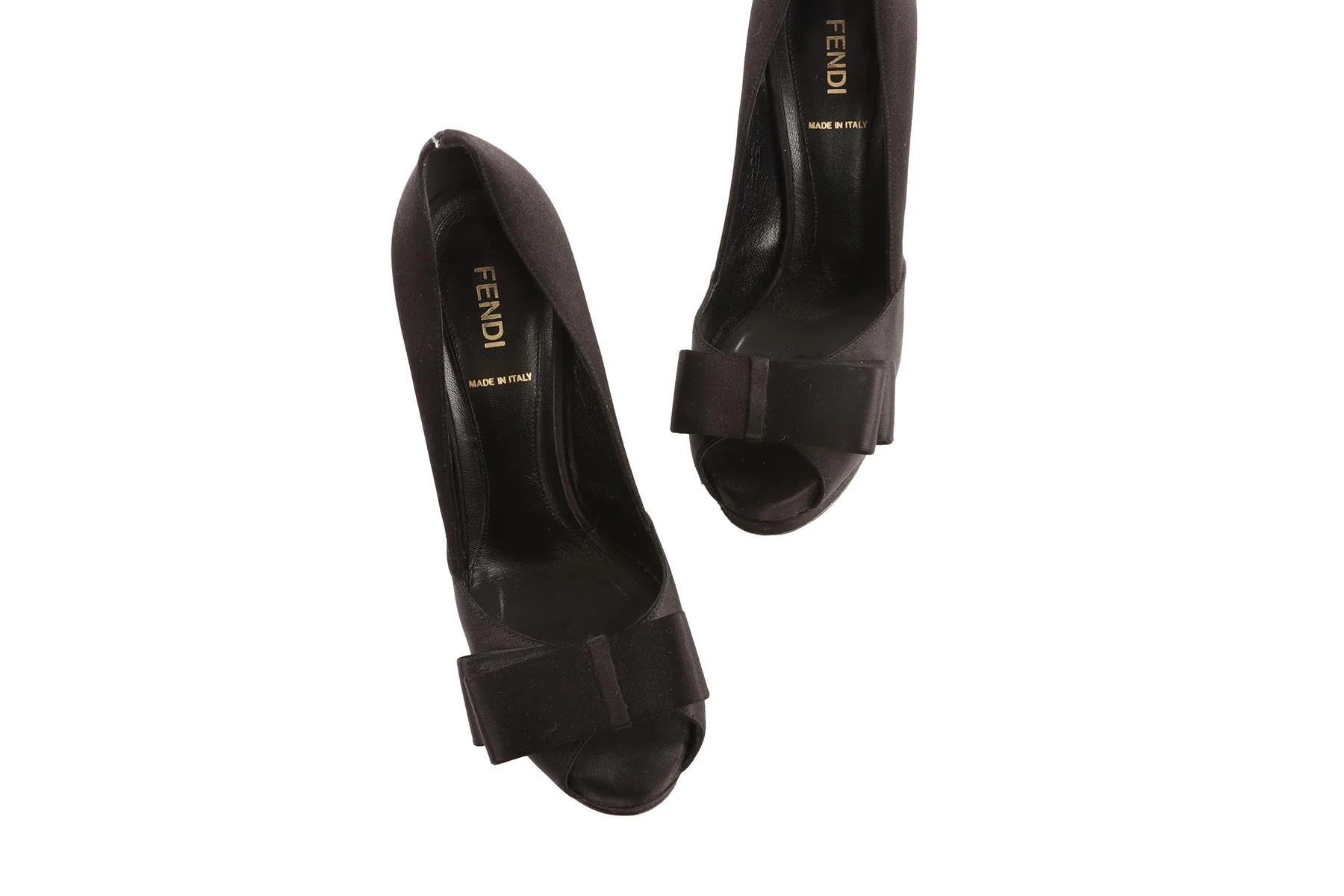 FENDI BLACK SATIN PLATFORM PUMPS EU 37 UK 4 - Image 4