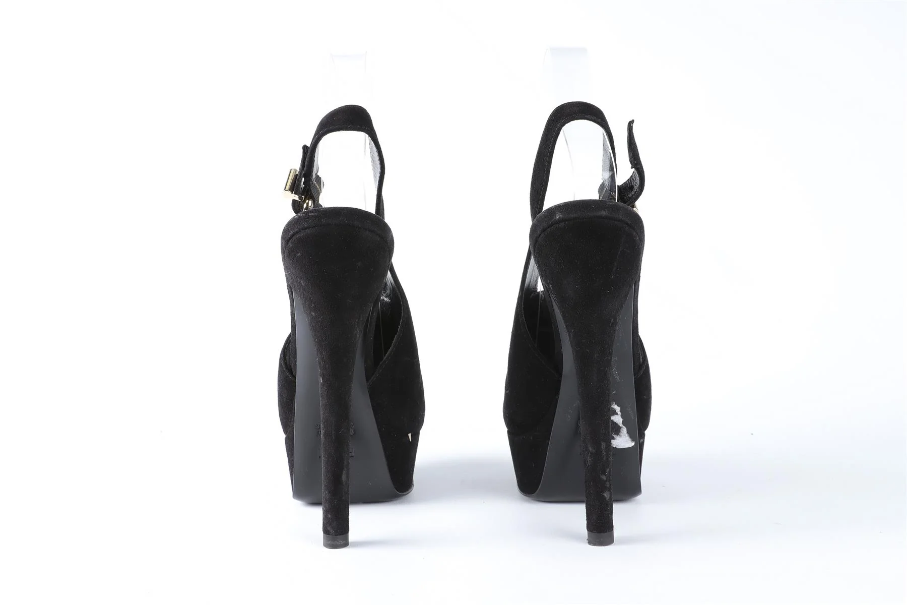 FENDI BLACK SUEDE PLATFORM SANDALS EU 36 UK 3 US 6 - Image 5
