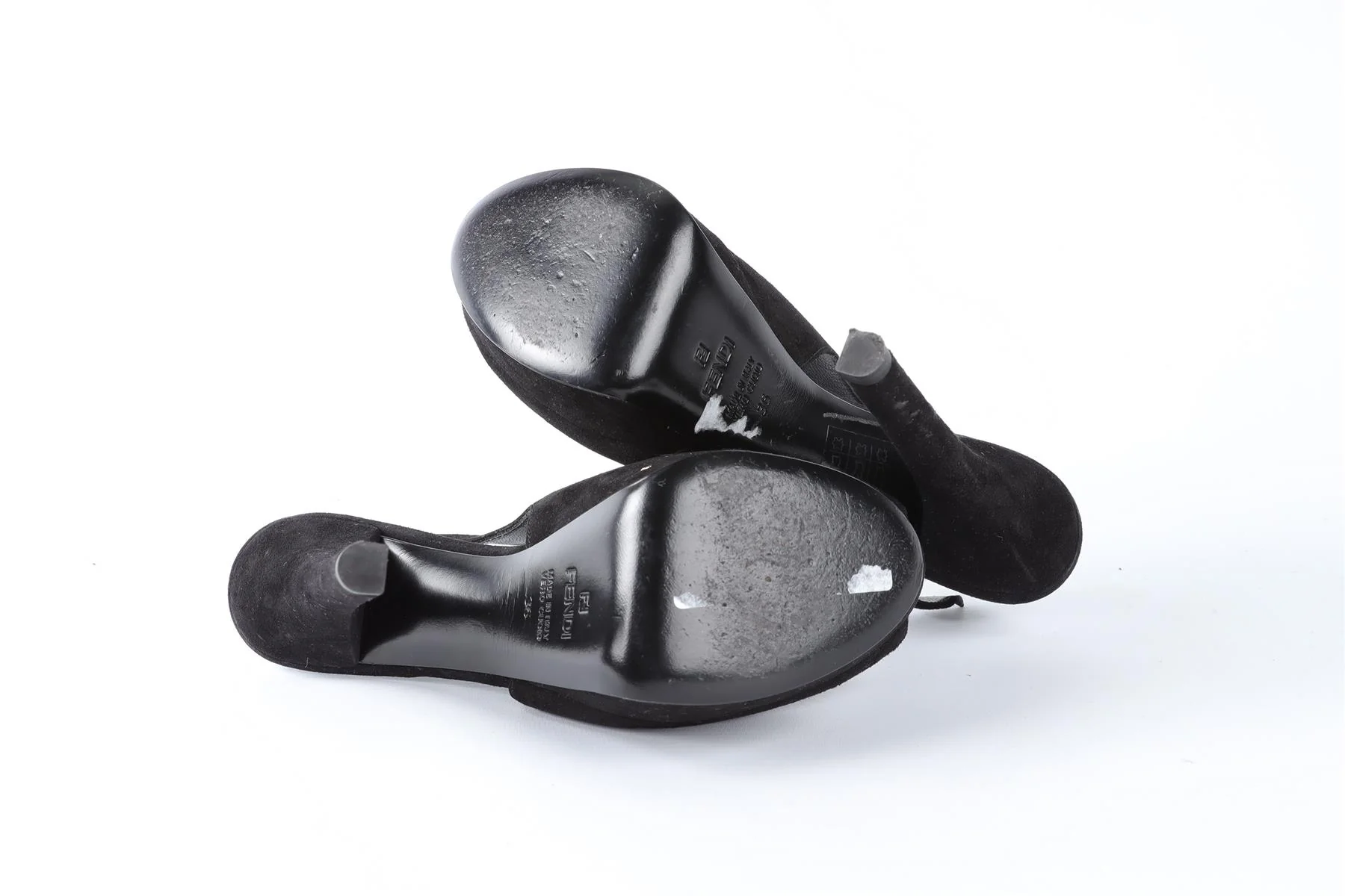 FENDI BLACK SUEDE PLATFORM SANDALS EU 36 UK 3 US 6 - Image 6
