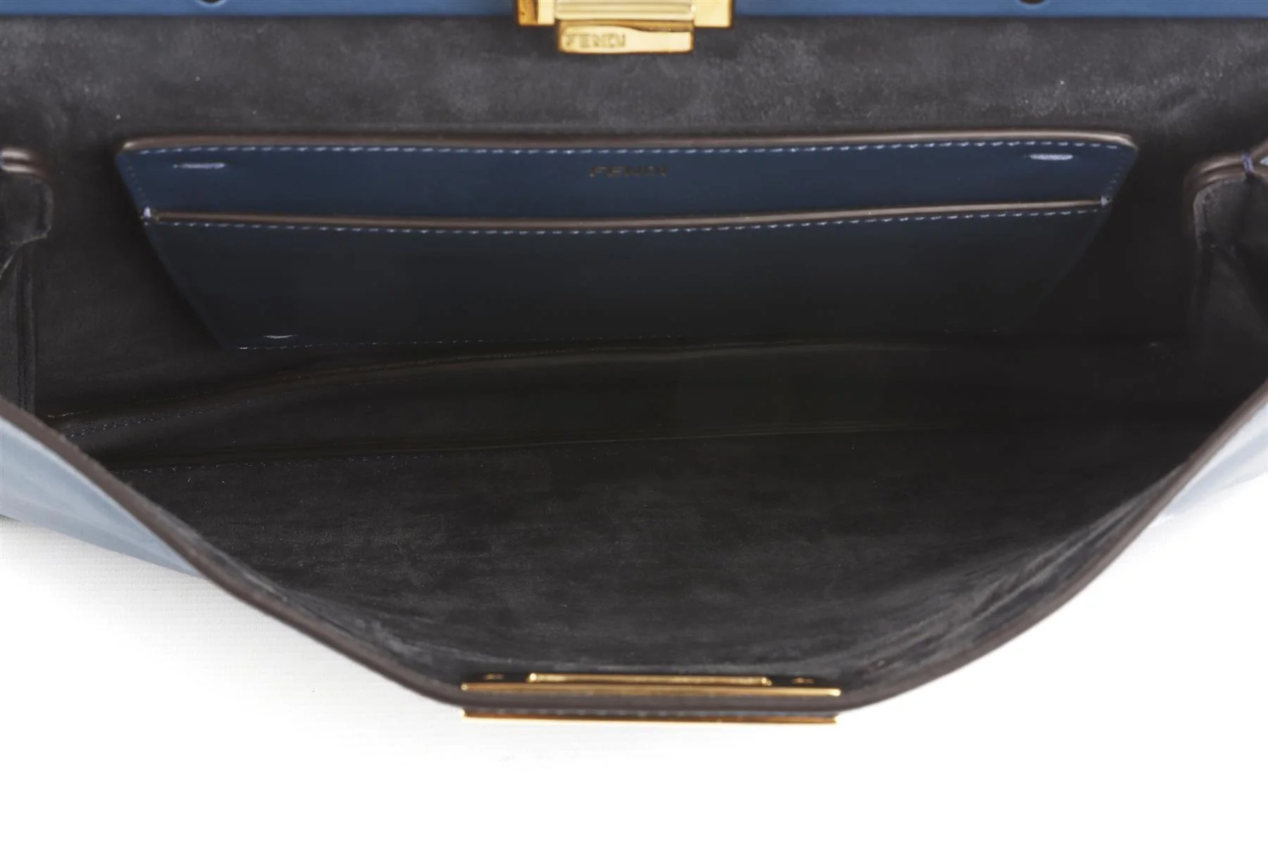FENDI BLUE PEEKABOO SOFT LARGE LEATHER TOTE BAG - Image 10