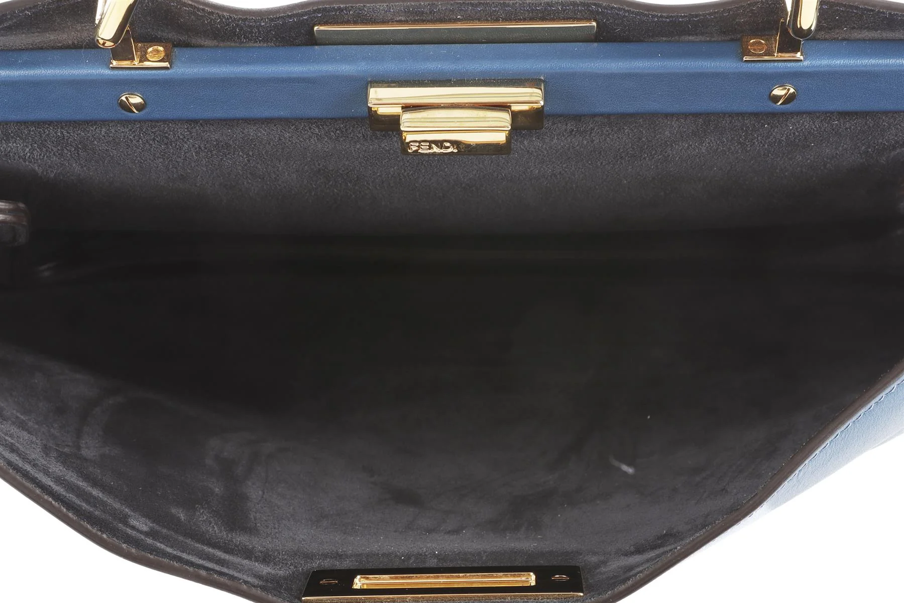 FENDI BLUE PEEKABOO SOFT LARGE LEATHER TOTE BAG - Image 11