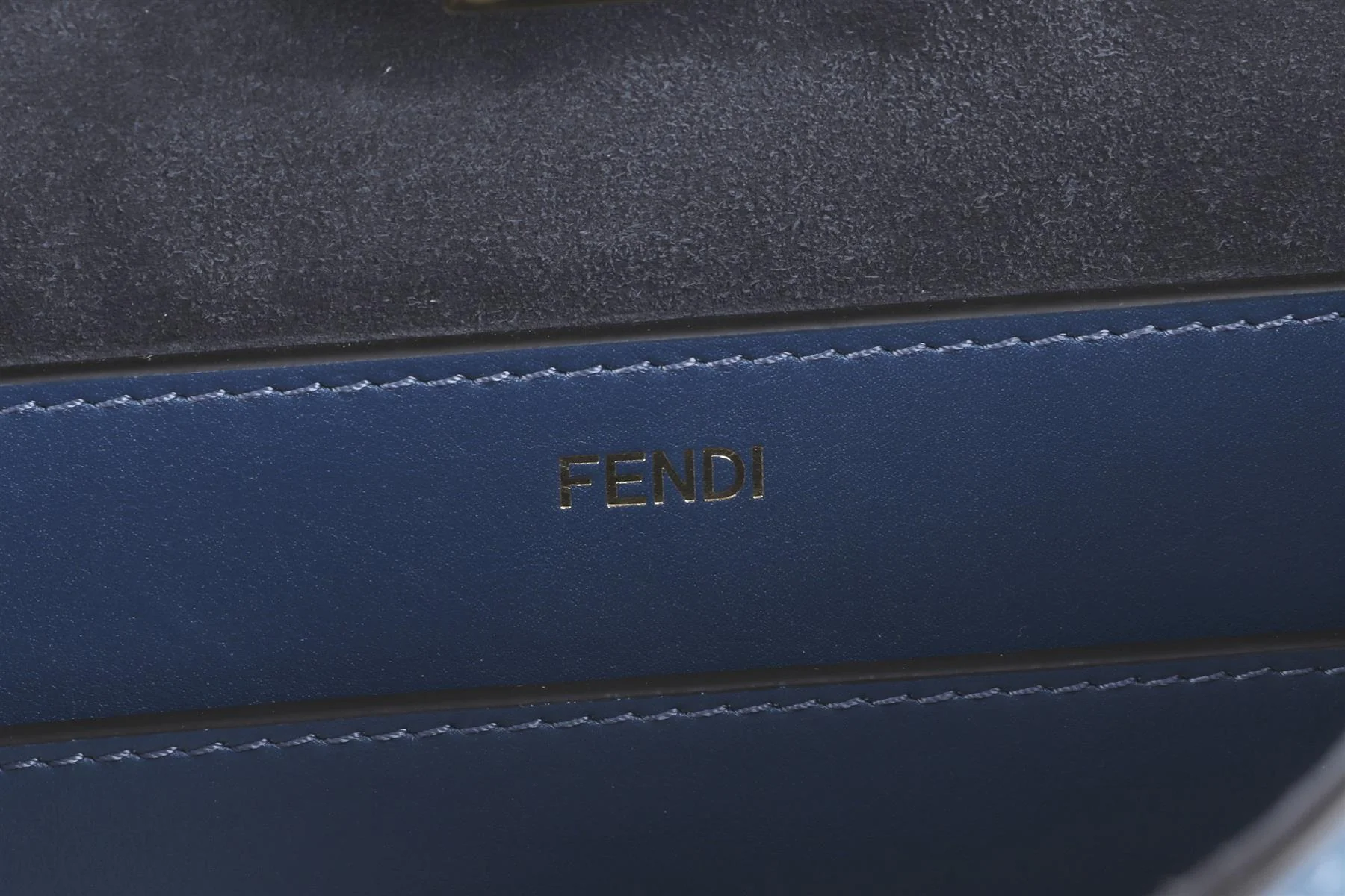 FENDI BLUE PEEKABOO SOFT LARGE LEATHER TOTE BAG - Image 9