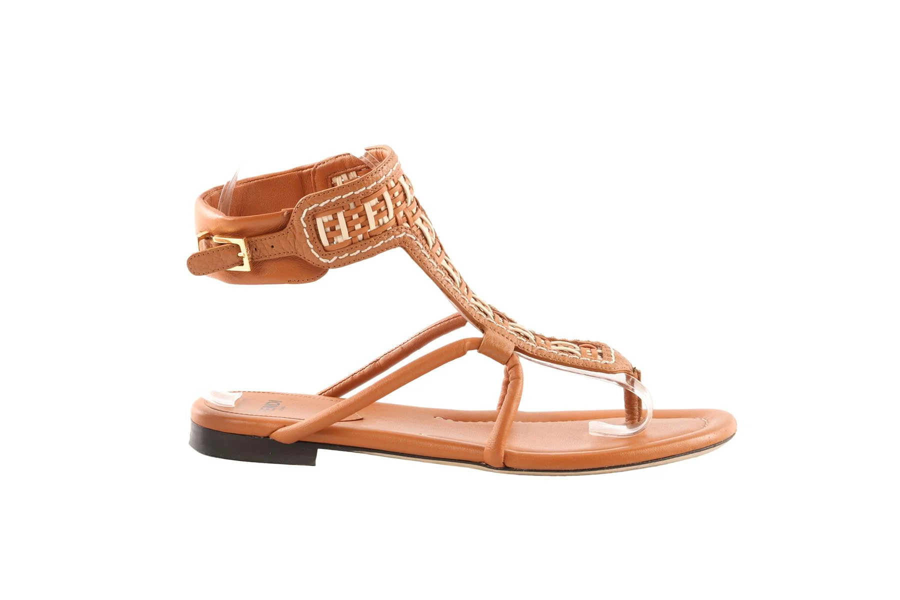 FENDI BROWN LEATHER SANDALS EU 35.5 UK 2.5 US 5.5 - Image 2