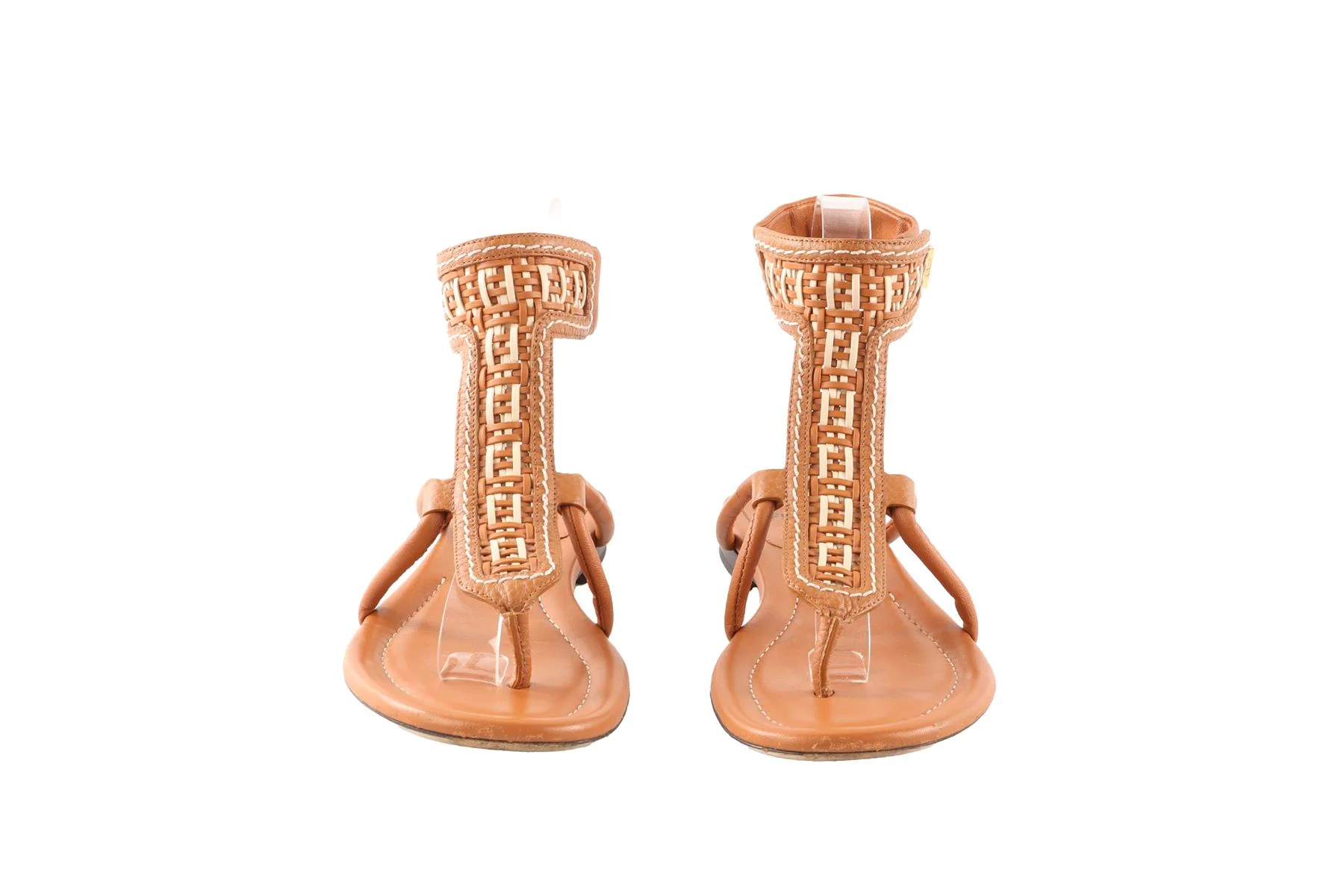 FENDI BROWN LEATHER SANDALS EU 35.5 UK 2.5 US 5.5 - Image 3