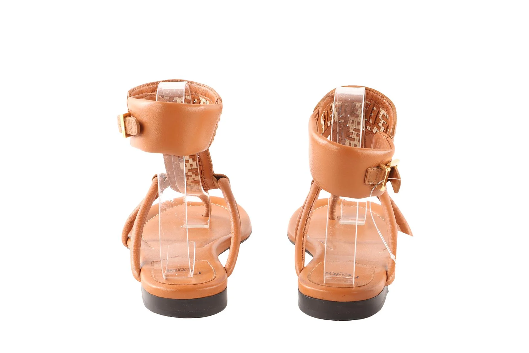 FENDI BROWN LEATHER SANDALS EU 35.5 UK 2.5 US 5.5 - Image 5