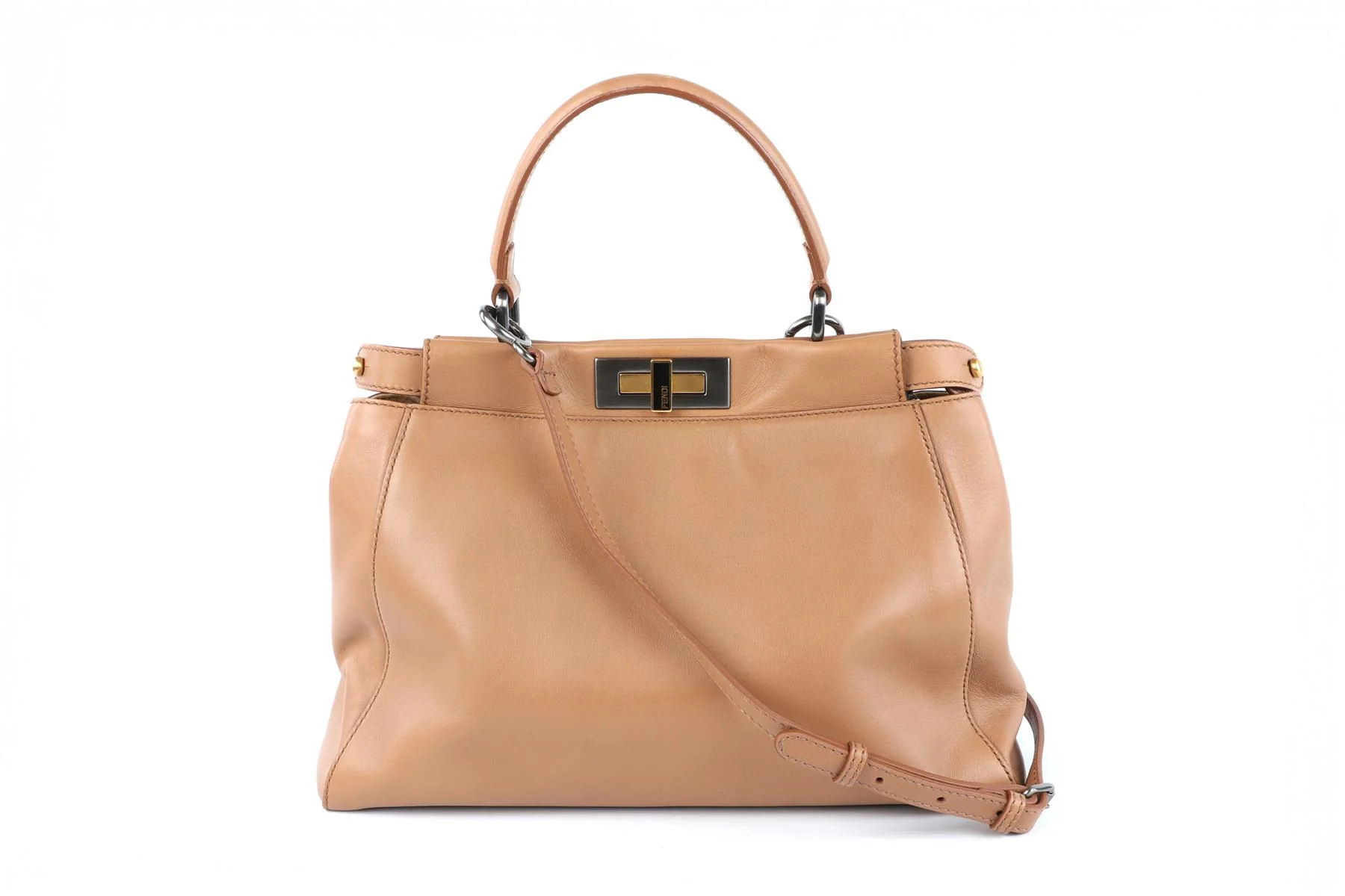 FENDI BROWN PEEKABOO MEDIUM LEATHER AND PYTHON TOTE BAG - Image 2