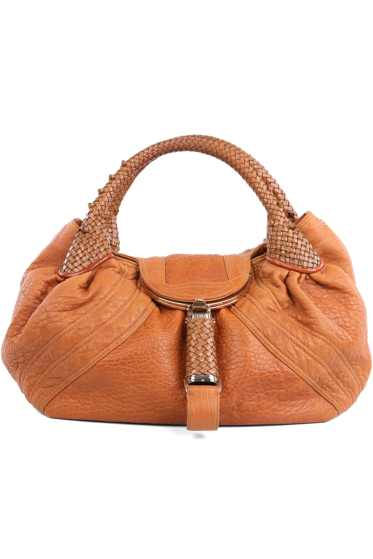 FENDI BROWN SPY FF ZUCCA LEATHER TOTE BAG