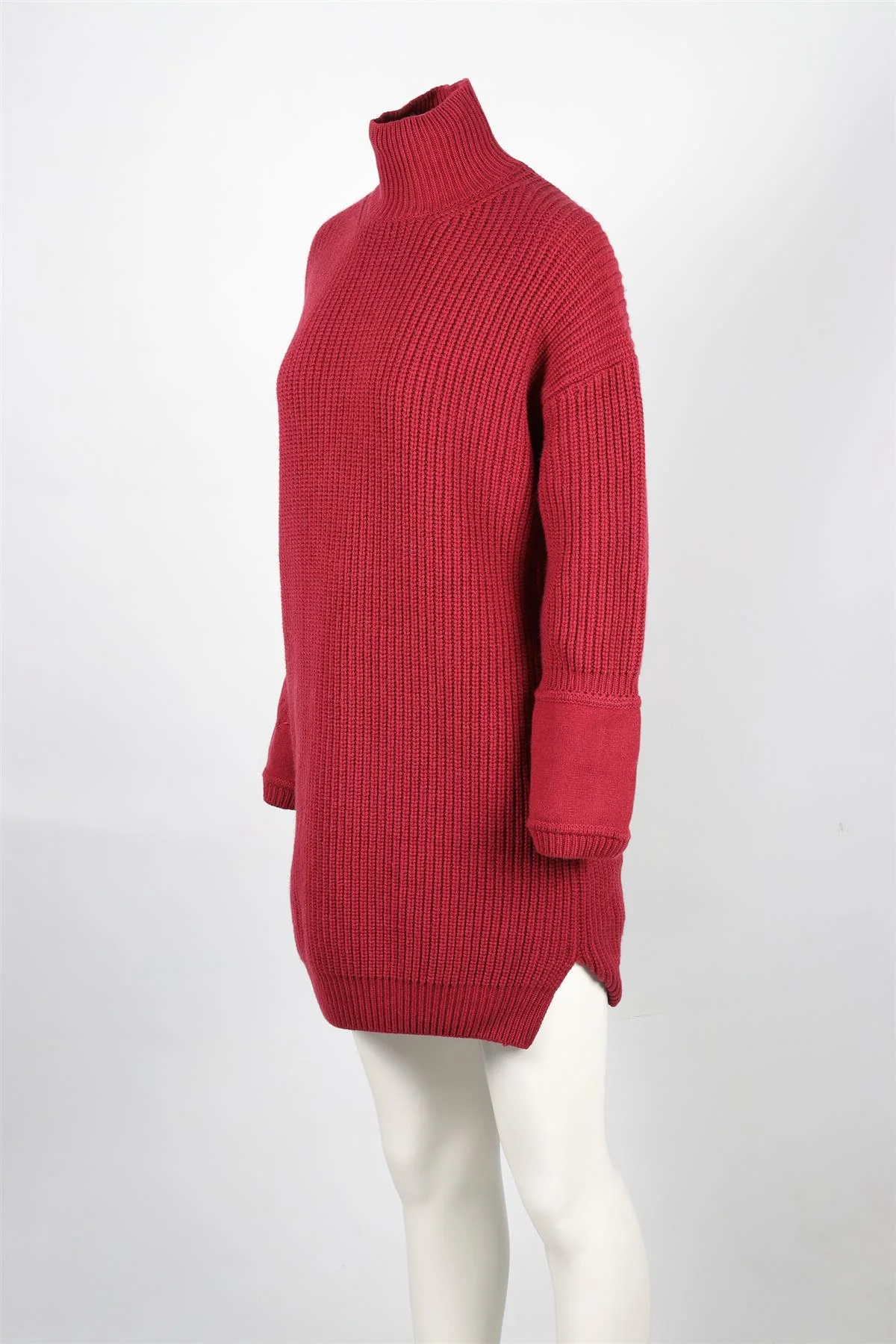 FENDI BURGUNDY CASHMERE MINI DRESS IT 38 UK 6 - Image 3