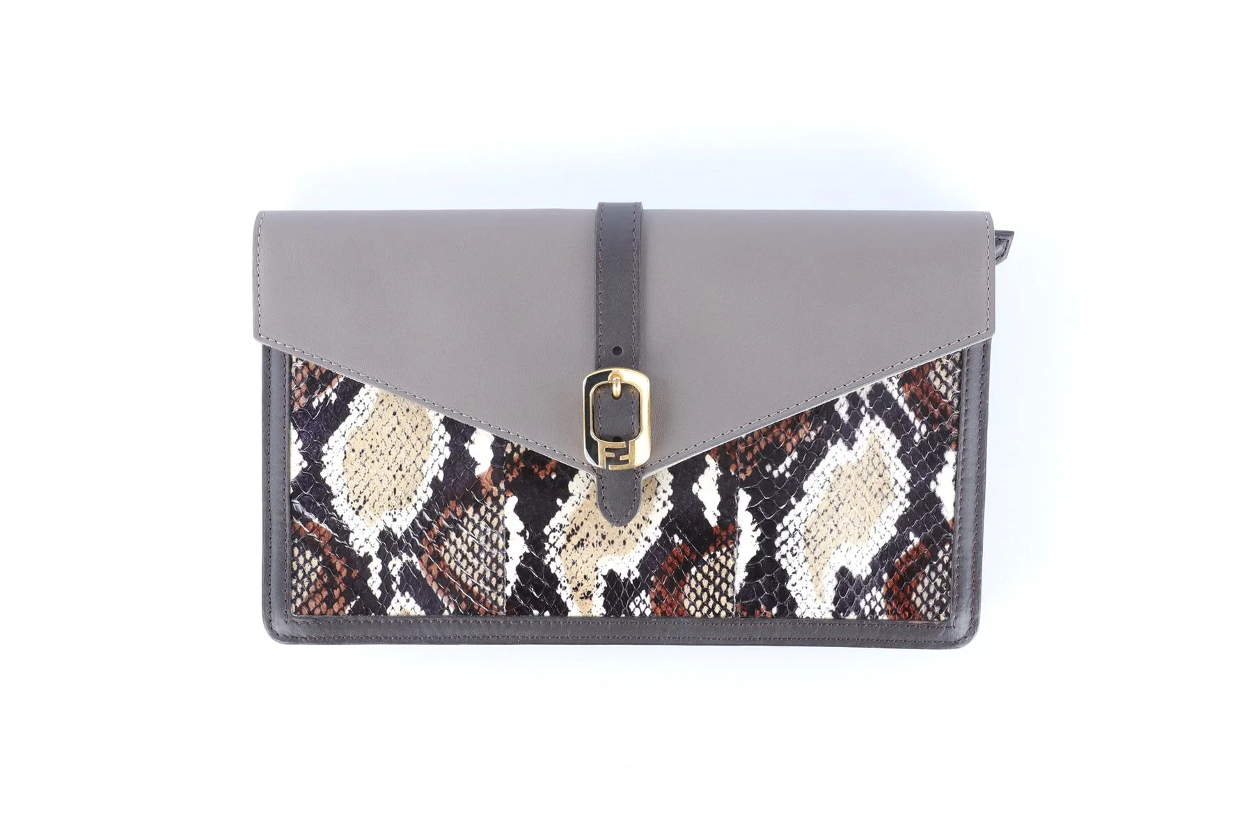 FENDI BUSTINA BROWN LEATHER CLUTCH - Image 2