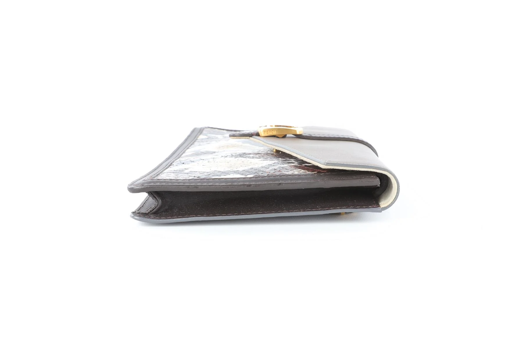 FENDI BUSTINA BROWN LEATHER CLUTCH - Image 4