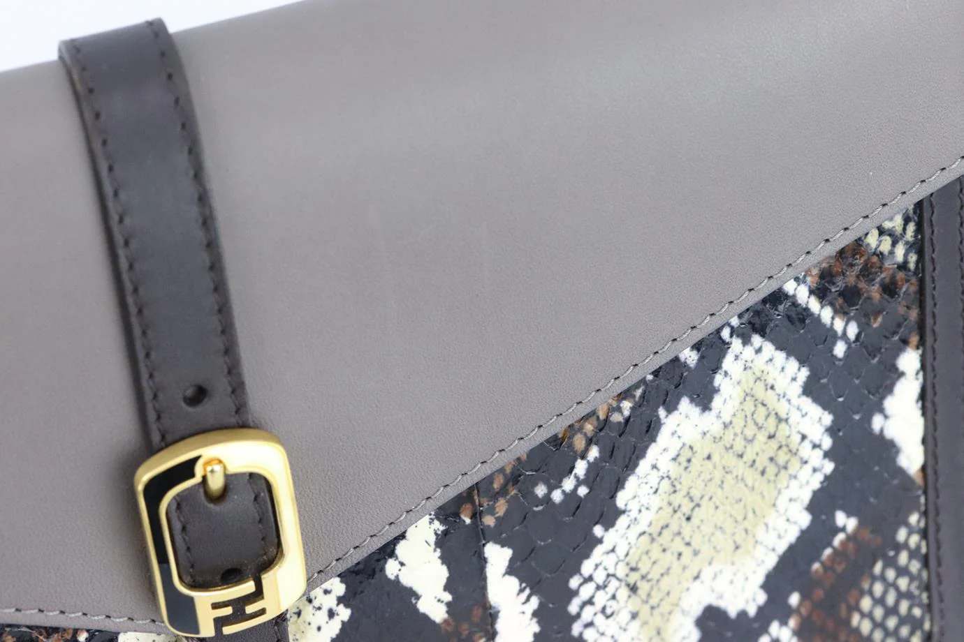 FENDI BUSTINA PYTHON AND LEATHER CLUTCH - Image 9