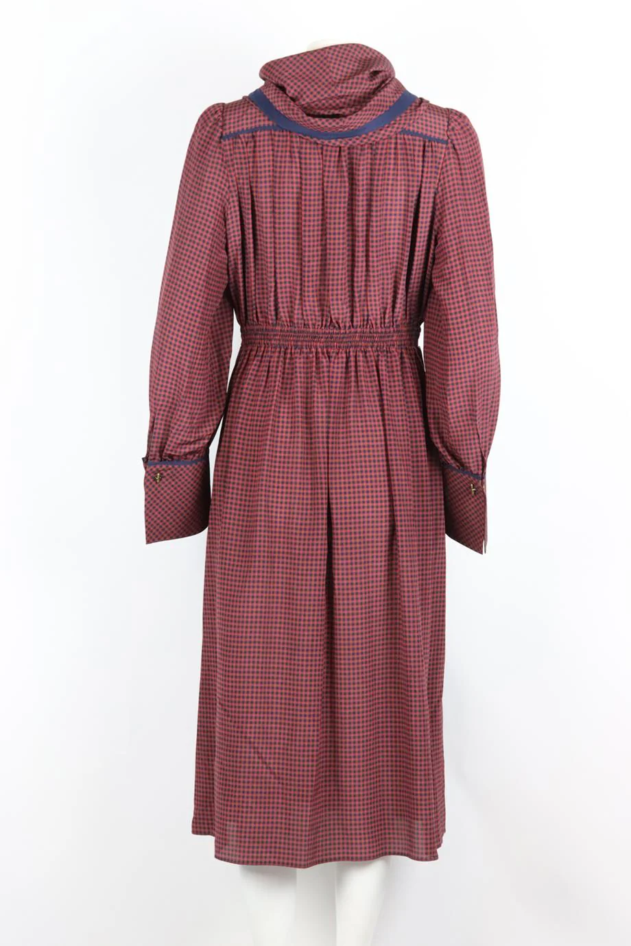 FENDI DRAPED CHECKED SILK MIDI DRESS IT 42 UK 10 - Image 4