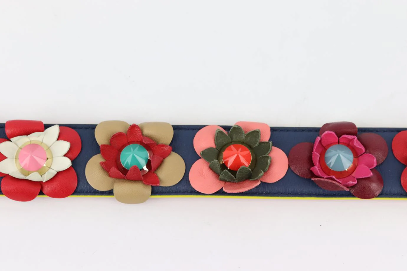 FENDI FLORAL APPLIQUÉD LEATHER BAG STRAP - Image 4