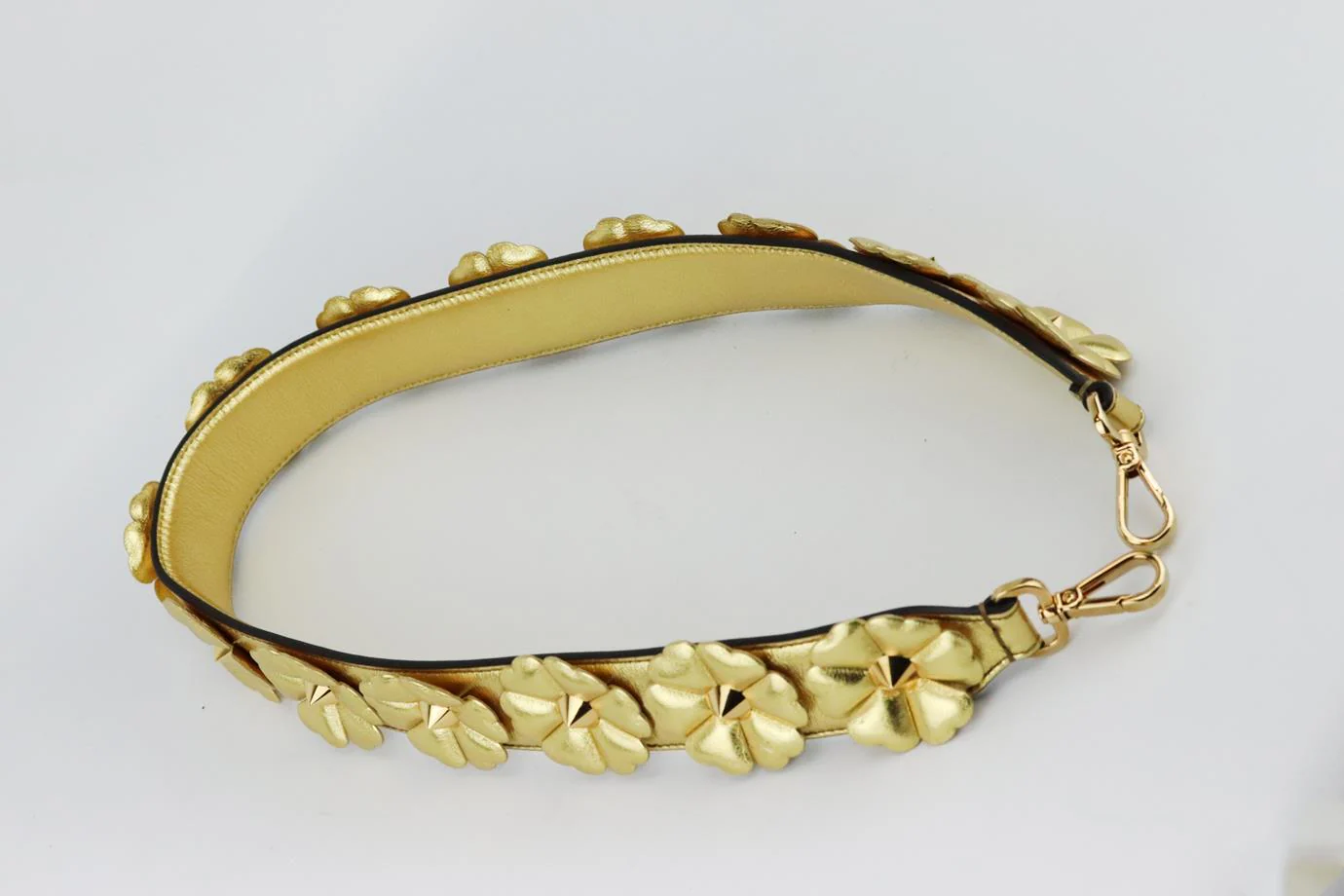 FENDI FLORAL APPLIQUÉD METALLIC LEATHER BAG STRAP - Image 3