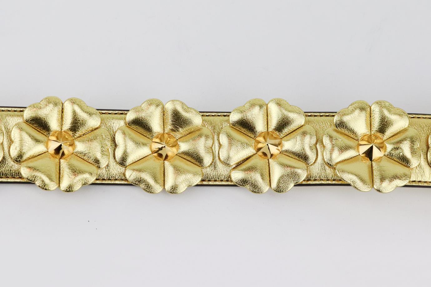 FENDI FLORAL APPLIQUÉD METALLIC LEATHER BAG STRAP - Image 4